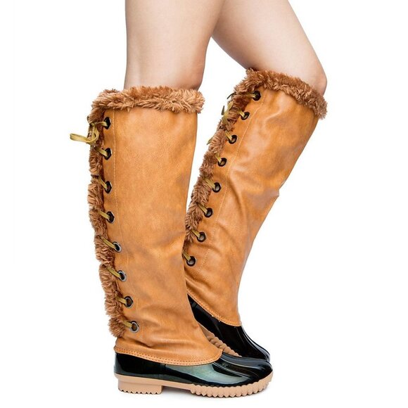 RAIN DUCK BOOTS / FAUX FUR - Picture 2 of 7